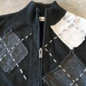 DKNY Jeans wold cardigan wool sweater. Grey/black